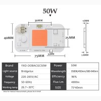 Фитоматрица, светодиод, світлодіод YXO 50w 220v с термопастой, термоконтролем для растений