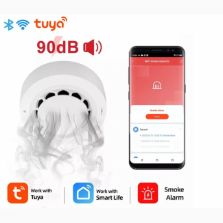 WiFi детектор дыма, возгорания, пожара TUYA с уведомлением на телефон